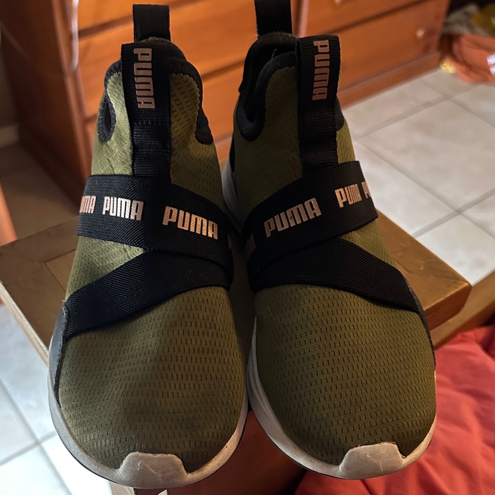 Puma Kids Olive and Black Sneakers